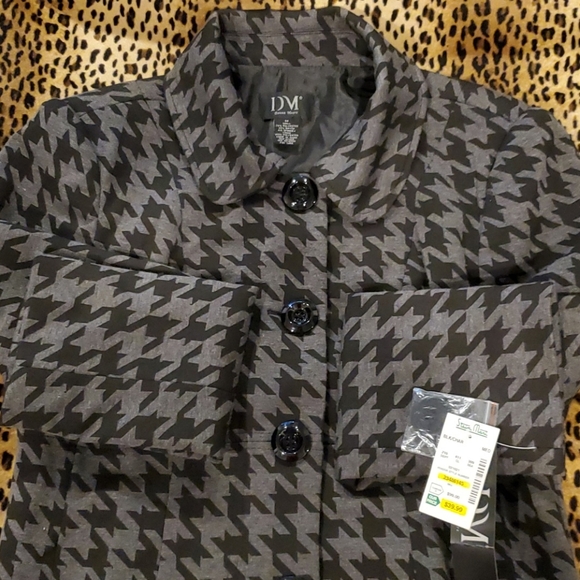 Donna Moore Black/Grey Chevron Coat Sz M - Picture 7 of 8